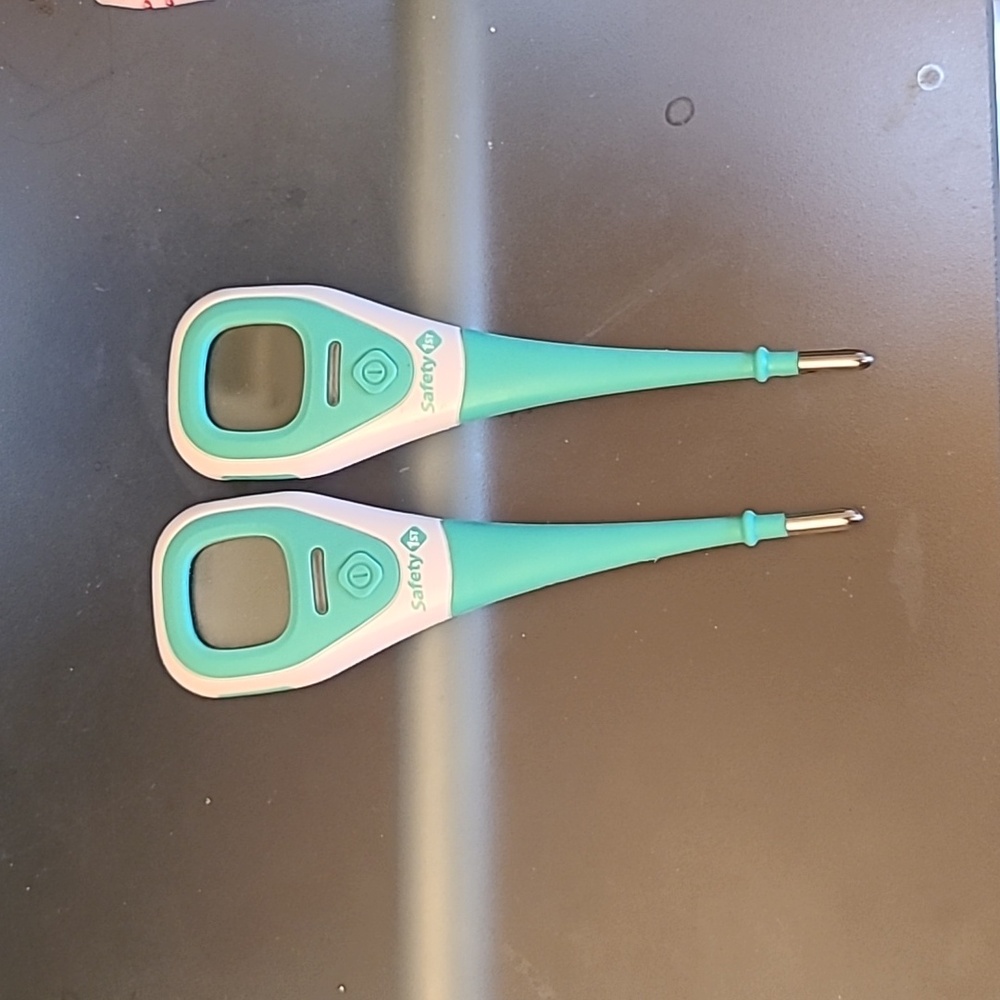 2 Safety 1st Baby Thermometers in Teal and White Rectal
